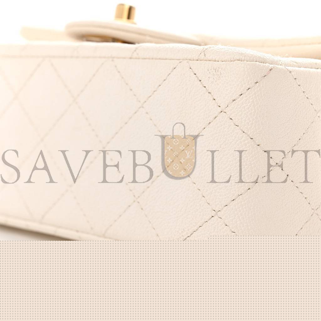 Ch*el master  caviar quilted mini top handle rectangular flap white as2431 (20*13*9cm)